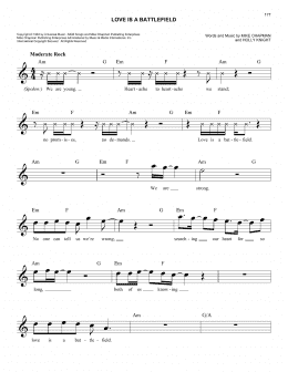 page one of Love Is A Battlefield (Easy Lead Sheet / Fake Book)