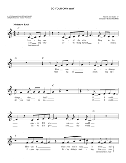 page one of Go Your Own Way (Easy Lead Sheet / Fake Book)