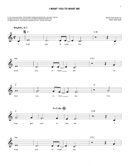 page one of I Want You To Want Me (Easy Lead Sheet / Fake Book)