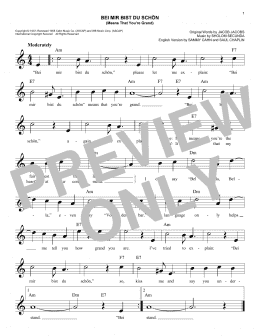 page one of Bei Mir Bist Du Schon (Means That You're Grand) (Easy Lead Sheet / Fake Book)