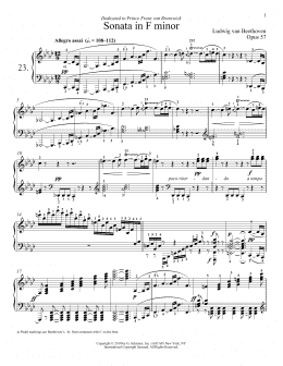 page one of Piano Sonata No. 23 In F minor, Op. 57 "Appassionata" (Piano Solo)