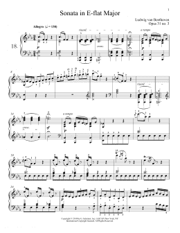 page one of Piano Sonata No. 18 In E-flat Major, Op. 31, No. 3 (Piano Solo)