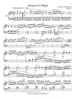 page one of Piano Sonata No. 25 In G Major, Op. 79 (Piano Solo)