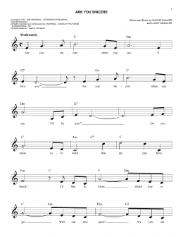 page one of Are You Sincere (Easy Lead Sheet / Fake Book)