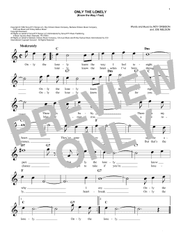 page one of Only The Lonely (Know The Way I Feel) (Easy Lead Sheet / Fake Book)