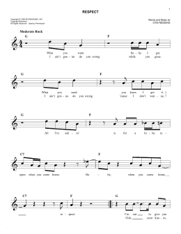 page one of Respect (Lead Sheet / Fake Book)