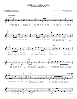 page one of We're All In This Together (from High School Musical) (Lead Sheet / Fake Book)