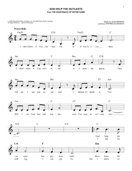 page one of God Help The Outcasts (from The Hunchback Of Notre Dame) (Easy Lead Sheet / Fake Book)