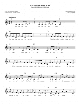 page one of You Are The Music In Me (from High School Musical 2) (Easy Lead Sheet / Fake Book)