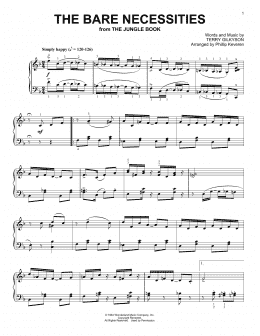 page one of The Bare Necessities [Ragtime version] (from The Jungle Book) (arr. Phillip Keveren) (Piano Solo)
