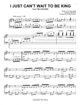 page one of I Just Can't Wait To Be King [Ragtime version] (from The Lion King) (arr. Phillip Keveren) (Piano Solo)