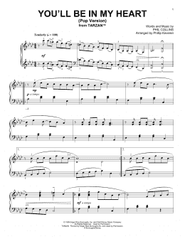 page one of You'll Be In My Heart [Ragtime version] (from Tarzan) (arr. Phillip Keveren) (Piano Solo)