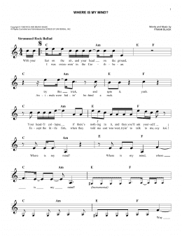 page one of Where Is My Mind? (Easy Lead Sheet / Fake Book)
