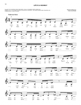 page one of Life Is A Highway (Lead Sheet / Fake Book)