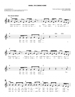 page one of Mama, I'm Coming Home (Easy Lead Sheet / Fake Book)