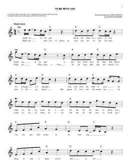 page one of To Be With You (Easy Lead Sheet / Fake Book)