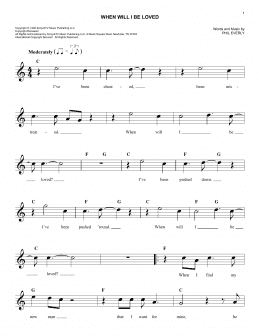 page one of When Will I Be Loved (Easy Lead Sheet / Fake Book)