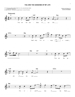 page one of You Are The Sunshine Of My Life (Lead Sheet / Fake Book)