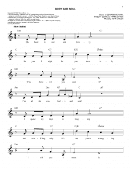 page one of Body And Soul (Easy Lead Sheet / Fake Book)
