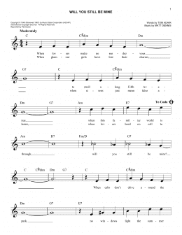page one of Will You Still Be Mine (Easy Lead Sheet / Fake Book)