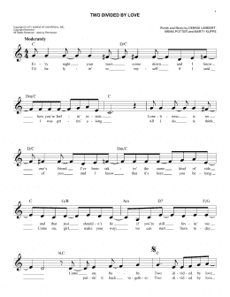 page one of Two Divided By Love (Easy Lead Sheet / Fake Book)