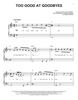 page one of Too Good At Goodbyes (Easy Piano)