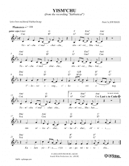 page one of Yismechu (Lead Sheet / Fake Book)