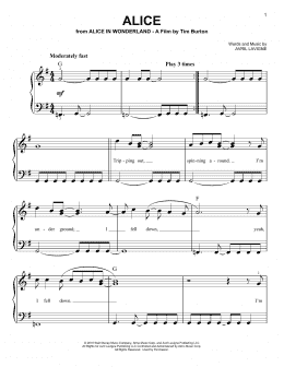 page one of Alice (Easy Piano)