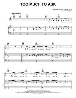 page one of Too Much To Ask (Piano, Vocal & Guitar Chords (Right-Hand Melody))