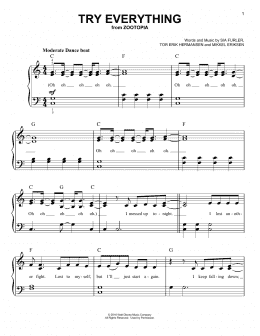 page one of Try Everything (from Zootopia) (Easy Piano)