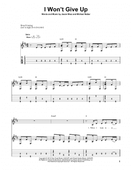 page one of I Won't Give Up (Solo Guitar)