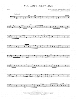 page one of You Can't Hurry Love (Cello Solo)
