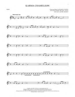 page one of Karma Chameleon (French Horn Solo)