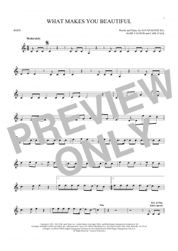 page one of What Makes You Beautiful (French Horn Solo)