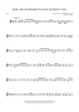page one of How Am I Supposed To Live Without You (French Horn Solo)