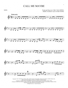 page one of Call Me Maybe (French Horn Solo)