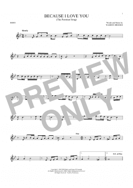 page one of Because I Love You (The Postman Song) (French Horn Solo)