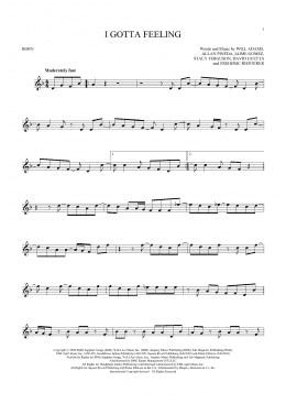 page one of I Gotta Feeling (French Horn Solo)
