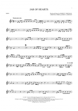 page one of Jar Of Hearts (French Horn Solo)
