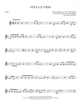 page one of Viva La Vida (French Horn Solo)