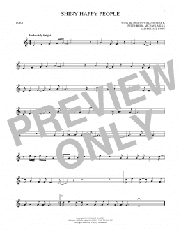 page one of Shiny Happy People (French Horn Solo)