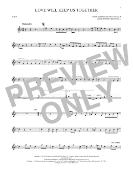 page one of Love Will Keep Us Together (French Horn Solo)