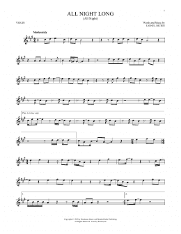 page one of All Night Long (All Night) (Violin Solo)