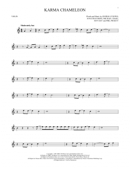 page one of Karma Chameleon (Violin Solo)