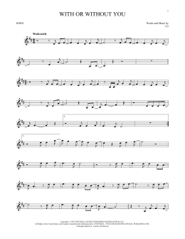 page one of With Or Without You (French Horn Solo)