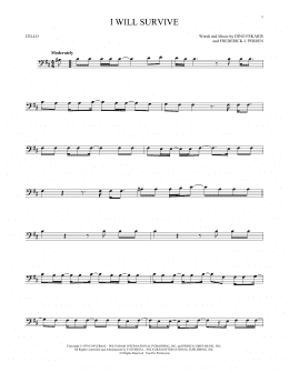 page one of I Will Survive (Cello Solo)