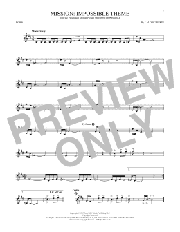 page one of Mission: Impossible Theme (French Horn Solo)