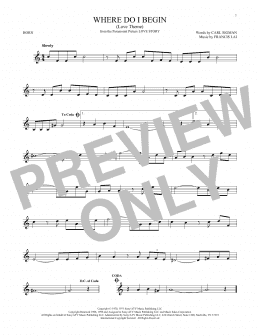page one of Where Do I Begin (Love Theme) (French Horn Solo)