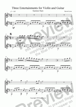 page one of 3 Entertainments for Violin and Guitar - Summer Rain