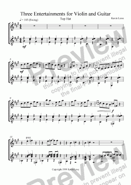page one of 3 Entertainments for Violin and Guitar - Top Hat